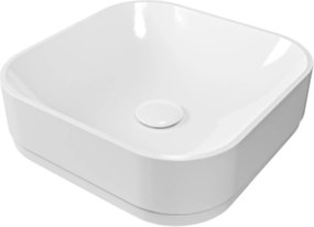 Umywalka biała nablatowa z konglomeratu kwadratowa bez otworu na baterię 40 cm KERA