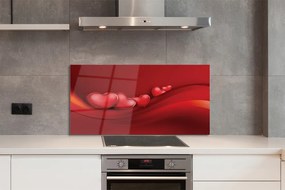 Panel szklany do Kuchni Czerwone Serca na Tle