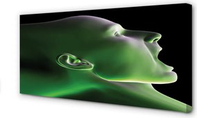 Obraz drukowany na płótnie Głowa Człowieka w Zielonym Świetle