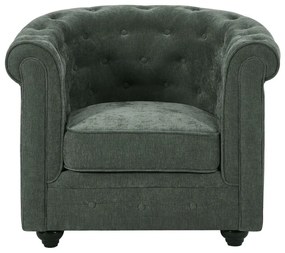 Fotel z zielonej  tkaniny CHESTERFIELD