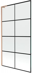 Mexen Next L parawan nawannowy 1-skrzydłowy 100 x 150 cm, czarny wzór, miedź szczotkowana - 895-100-000-03-77-65