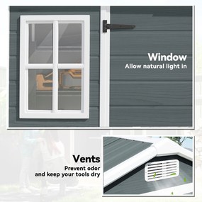 Outsunny Domek na narzędzia 2,77 m², styl drewniany, 2 okna, podwójne drzwi, wentylacja, podłoga, zamek, rękawice | Aosom PL