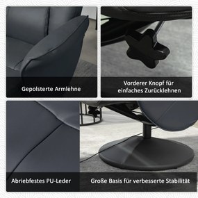 HOMCOM Fotel Masujący z Podnóżkiem, Ergonomiczne Krzesło z 10 Punktami Wibracji, Skóra Ekologiczna, 76 x 81 x 105 cm, Ciemnoszary