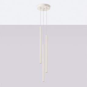 Lampa wisząca nowoczesny Brill, stal - 3 źródło światła 4000K - L.19.5 x H.104 cm - beżowy