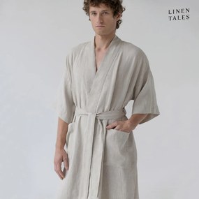 Beżowy lniany szlafrok w rozmiarze S/M Summer – Linen Tales