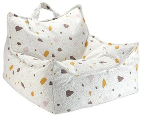 Biały dziecięcy worek do siedzenia z materiału bouclé/z tkaniny szenilowej Terrazzo Chair – Wigiwama