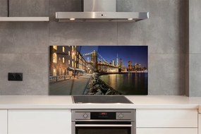 Panel szklany do Kuchni Nocne Odbicia w Rzece