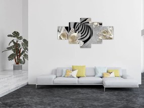 Obraz - 3D złote kwiaty (125x70 cm)