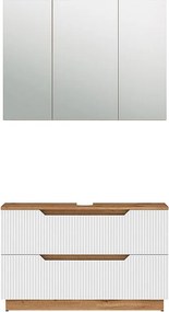 Zestaw mebli łazienkowych dąb/białe paski 119.2x35x62.5 lotta