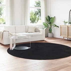 Czarny okrągły dywan z długim włosiem 240 cm N9-A09