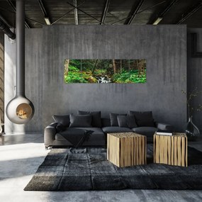 Obraz strumienia w lesie (170x50 cm)