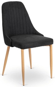 Zestaw Stół Prostokątny Rozkładany do Jadalni EDWIN 160-260 cm Dąb Złoty/Czarny i 4 Krzesła Tapicerowane TORINO Czarne