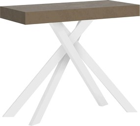 Konsola rozkładana 90x40/196 cm Krack Small szaro-beżowy białe nogi