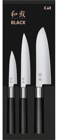 Kai Zestaw 3 noży Wasabi Black – uniwersalny mały, uniwersalny duży i santoku