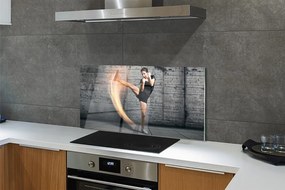 Szkło do Kuchni na Ścianę Kobieta Trenująca Fitness