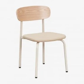 Zestaw 2 Krzeseł Z Żelaza I Drewna Wilpier Kids Kremowa Tapioca & Sztucznej Skóry Beige Crema - Sklum