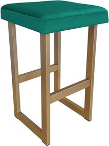 Hoker ALEX krzesło barowe tkanina Welur podstawa metalowa : Kolor Stelaża - Złoty, Kolor tkaniny - VELVET - MG20, Wysokość - 60 cm