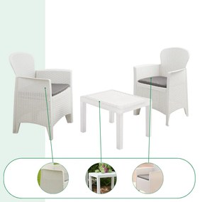 I.P.A.E-Progarden Zestaw ogrodowy AKITA, 3-częściowy, biała