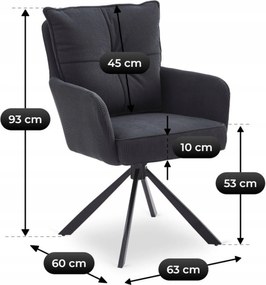 Krzesło Tapicerowane Obrotowe do Salonu CITY Czarne Sztruksowe Nowoczesne