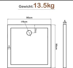 Aquamarin Brodzik Square 90 x 90 cm