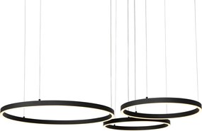 Czarna lampa wisząca z wbudowanym LEDem, 3-stopniowy ściemniacz, 3-punktowa - Anello