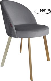 Krzesło TRIX tkanina Welur noga metalowa : Kolor nogi - Złota profil, Kolor tkaniny - VELVET - BL14, Typ siedziska - Siedzisko obrotowe 360°