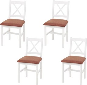 Krzesło do jadalni MCW-F77 (zestaw 4 szt.),  białe, tapicerka terakota
