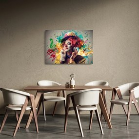 Obraz na szkle - Artystka ze słuchawkami (70x50 cm)