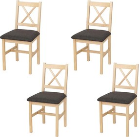 Krzesło do jadalni MCW-F77 (zestaw 4 szt.),  naturalny, tapicerka czarna