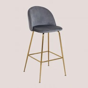 Zestaw 2 Wysokich Stołków Z Aksamitu Kana Design Złoto & Gris & ↑75 Cm - Sklum