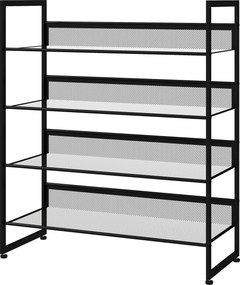 HOMCOM Regał na buty Półka Stojak na buty, 4 półki, 72 cm x 30 cm x 82,7 cm, Czarny | Aosom PL
