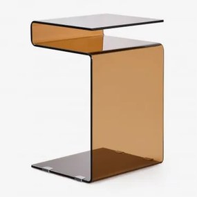 Prostokątny Stolik Pomocniczy 40x35 Cm Z Hartowanego Szkła Diora Brązowy - Sklum