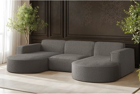 Narożnik Parma Studio U, do salonu, tkanina Quelle, szary (92)