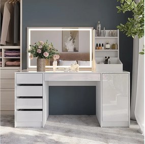 Stół toaletowy biały/biały wysoki połysk 158.2x50.1x76 sherry