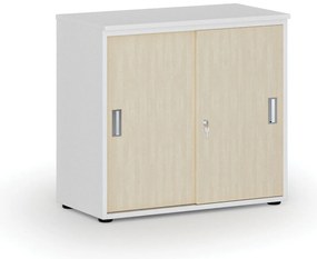 Szafa biurowa z drzwiami przesuwnymi PRIMO WHITE, 800 x 420 x 740 mm, biały/brzoza