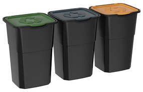 Kosz do segregacji odpadów Eco 3 Master 50 l, BLACK, 3 szt.