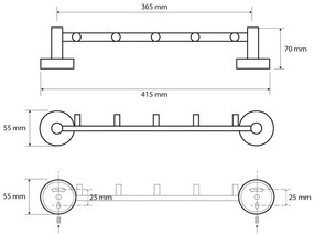 SAPHO XR214 X-Round E trapez z 5 wieszakami 39,5 cm, srebrny