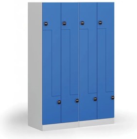 Metalowa szafka ubraniowa S1 Z, 4-drzwiowa, 1850 x 600 x 500 mm, zamek RFID, drzwi niebieskie