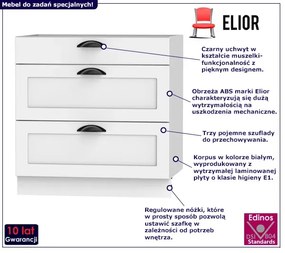 Biała dolna szafka kuchenna z szufladami Elora 11X połysk