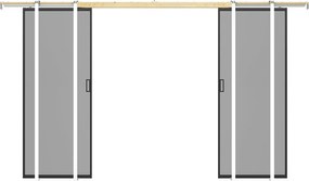 Drzwi przesuwne podwójne z ukrytym systemem przesuwnym – aluminium i szkło hartowane przydymione – 2 x wys. 205 x dł. 73 cm – LINCI II