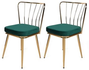 Zestaw krzeseł do jadalni Yildiz Green and Gold, 2 szt., 2 szt.