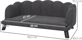 PawHut Sofa dla psa z oparciem Sofa dla zwierząt domowych z drewnianymi nogami Legowisko dla psa Sofa dla kota