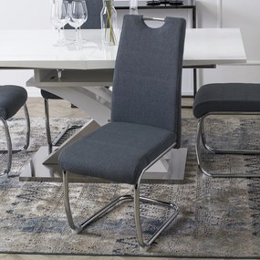 Krzesło Tapicerowane do Jadalni LOPEZ Ciemnoszare Na Płozach Nowoczesne