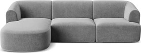 Jasnoszary aksamitny narożnik (lewostronny/z szezlongiem) Campi – Cosmopolitan Design