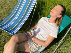 Składany leżak plażowy SAND, zielone paski