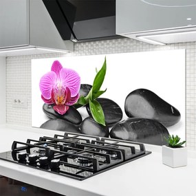 Szkło do Kuchni na Ścianę Wyciszenie Zen: Kwiat i Kamień