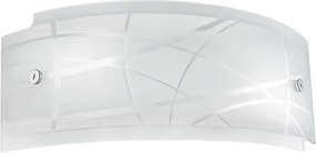 Kinkiet Nereide 35x14cm z białego szkła satynowego z sitodrukiem 2XE14, nowoczesny kinkiet z chromowaną podstawą, IP20, maks. 2x28W