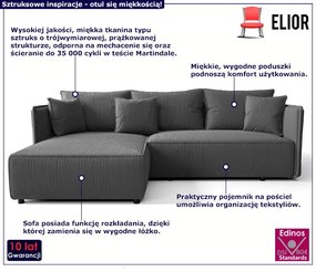 Grafitowa Rozkładana Sofa Narożna Z Pojemnikiem M3-N29