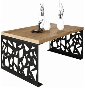 Prostokątna ława w stylu loft czarny + dąb lancelot - Ofelio 3X