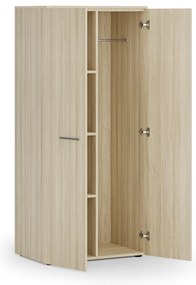 Szafa ubraniowa biurowa PRIMO WOOD, 3 półki, drążek do szafy, 800 x 500 x 1781 mm, dąb naturalny